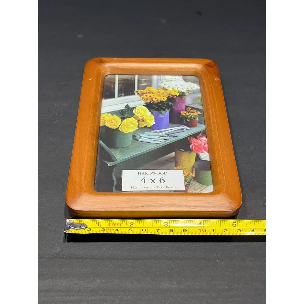 Set of 2 Handfinished Teak Hardwood 4x6 Photo Frames Natural Wood Grain